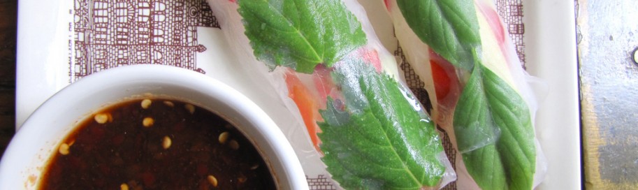 Fresh Veggie Spring Rolls with Shiso and Thai Basil